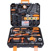 CARTMAN 168 Piece Tool Set Kit General Household Hand with Plastic in Storage Case Orange