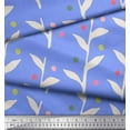 thumbnail image 2 of Soimoi Blue Japan Crepe Satin Fabric Dot & Leaves Print Fabric by the Yard 42 Inch Wide, 2 of 3