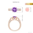 thumbnail image 4 of ANGARA Natural Three Stone Round 1.7 ct Amethyst and Diamond Ring in 14K Rose Gold for Women (Size-8mm) | February Birthstone, Birthday, Anniversary, Jewelry Gift for Women | Natural Amethyst Ring, 4 of 8