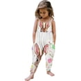 thumbnail image 2 of ITSAME Easter Toddler Girls Jumpsuit, Spaghetti Strap Backless Cute Bunny Print Holiday Casual Fashion Romper Beige 5T, 2 of 7