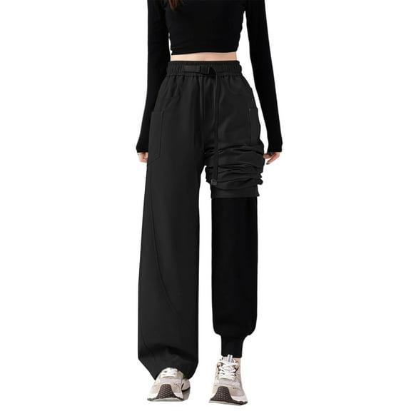 WTOBBY Women's Thick Cotton Ski Pants, Three-in-One Detachable Design for Winter Sports, Warm and Waterproof Trousers for Women, Versatile for Skiing and Cold Weather Wear,Black L