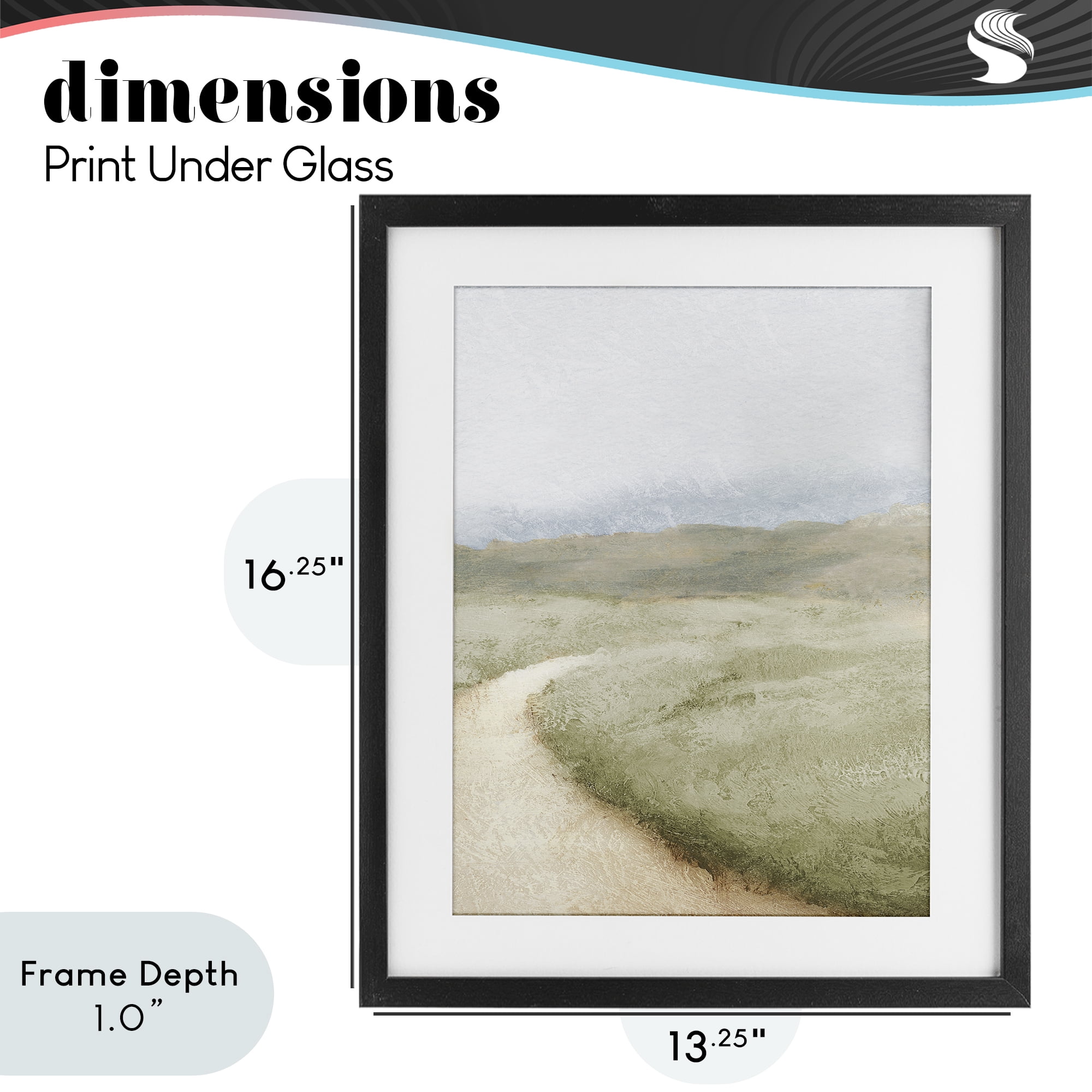 Stupell Industries Green Pasture Quiet Landscape Black Framed Print Under Glass, design by Michael Marcon