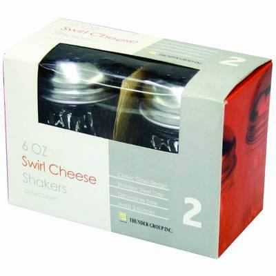 Twin Pack of Glass Perforated Swirl Parmesan Cheese Dispenser Food Server Shaker