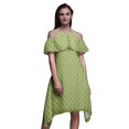 thumbnail image 1 of Bimba Robe à Volants Imprimée Florale Verte pour Femmes Épaules Dénudées - Très Grande Taille, 1 of 6