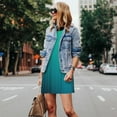 thumbnail image 5 of Horeoi Green Turquoise Teal Print Women's Sleeveless Dress Cotton-like Flared Hem Deep Side Pockets Above-Knee, 5 of 6