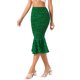 thumbnail image 4 of Falda midi floral para mujer, con fruncido, hasta la rodilla, de cintura alta, tipo bodycon, estilo sirena, de gasa, verde oscuro, talla S, 4 of 6