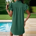 thumbnail image 4 of ZZwxWA Womens Summer Shift Dresses 2025 V Neck Ruffle Cap Short Sleeve Mini Dress Casual Flowy Pleated A Line Sundress, 4 of 6
