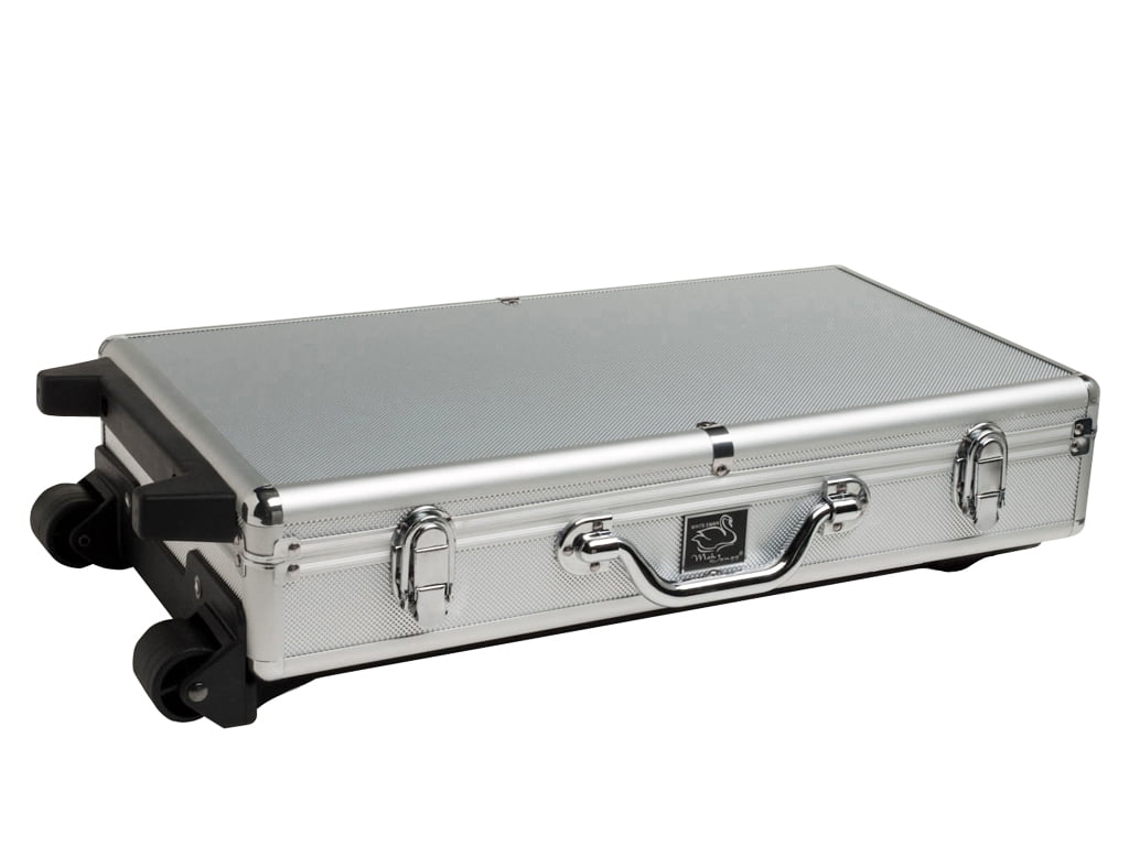 White Swan American Mahjong Set in Wheeled Silver Case - Ivory Tiles - Modern Pushers