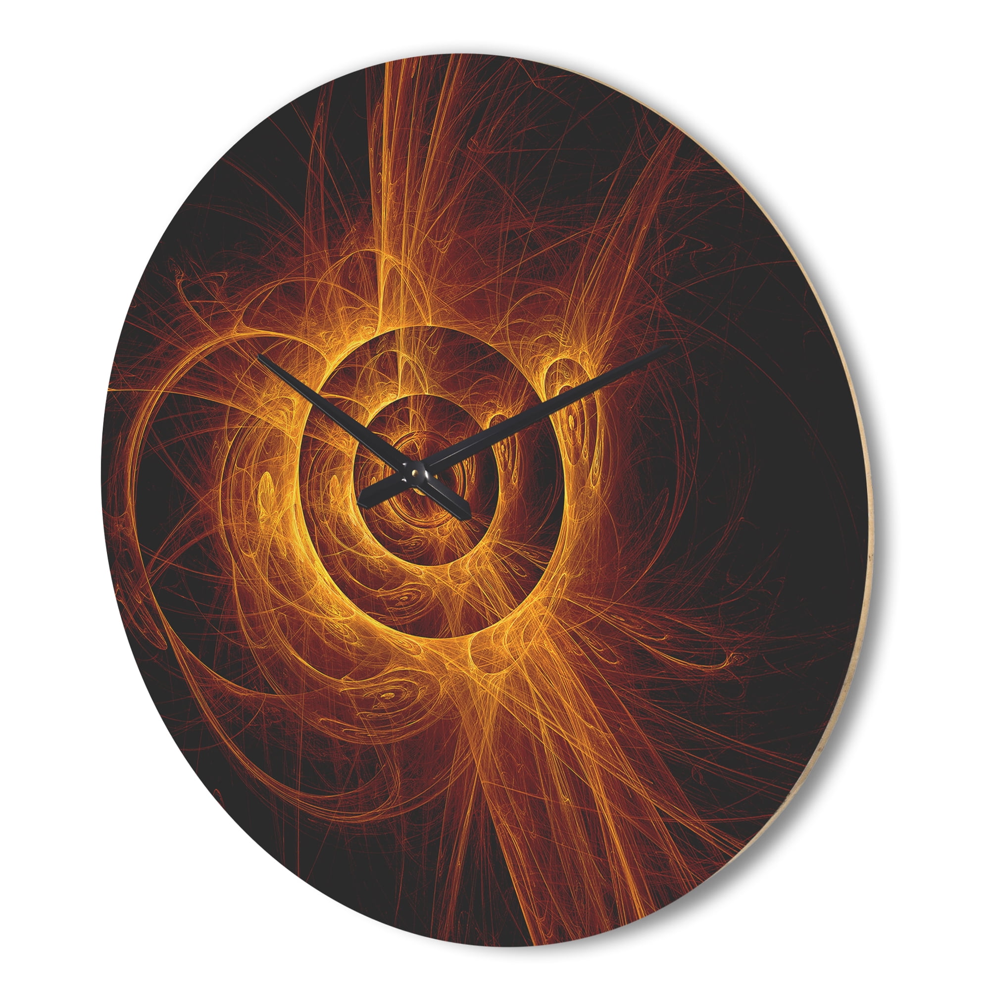 Designart 'The Yellow Flashing Flame ' Modern Wood Wall Clock