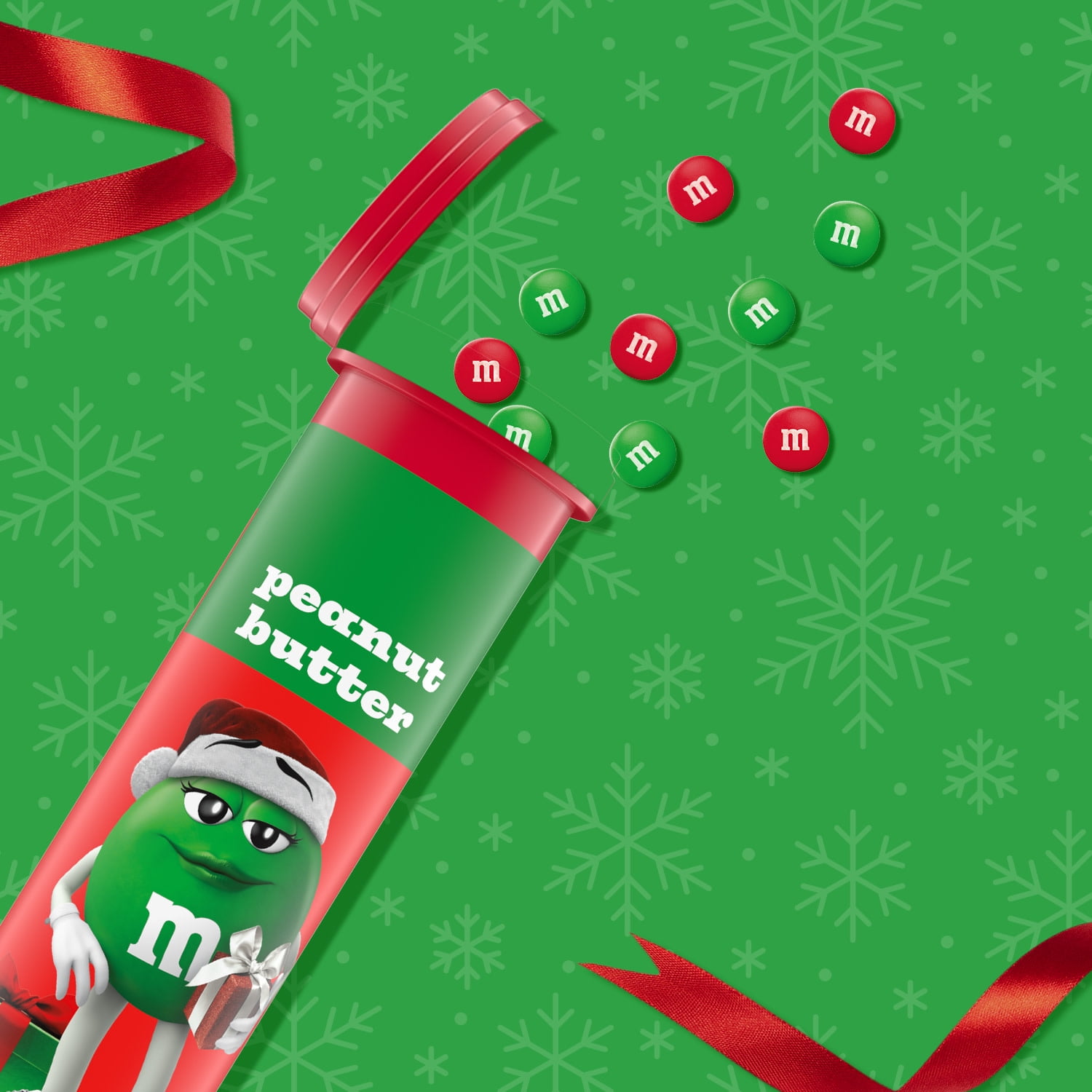 M&M's Minis Peanut Butter Milk Chocolate Red & Green Christmas Candy - 1.74 oz Mega Tube
