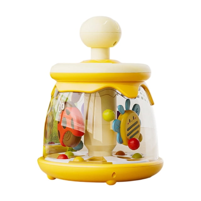 Press Carousel Toy Actividad sensorial de juguete Coordinación de la mano del ojo Aprendizaje juguete educativo para niños 0-1 años amarillo