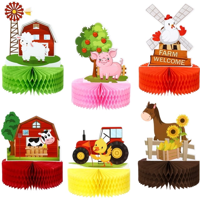 Decoraciones para fiestas, centros de mesa Threan Farm Animals Honeycomb
