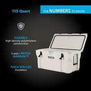 Lifetime 115 qt Bear-Resistant Camping Cooler, Premium High Performance, Ice Retention, Hard Cooler, 150 Can Capacity, Khaki (91000)