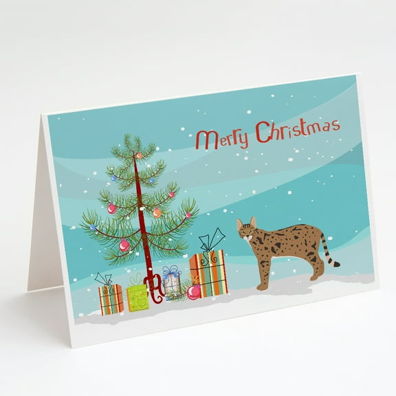 Savannah 1 Cat Merry Christmas Greeting Cards and Envelopes Pack of 8