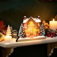 thumbnail image 5 of Lighted Christmas Village House, Wooden Holiday Figurine, Snow Covered Cottage Scene with Layered Architecture and Glowing Windows for Mantel, Painted Wood with LED Light with DetaiLED, 5 of 7