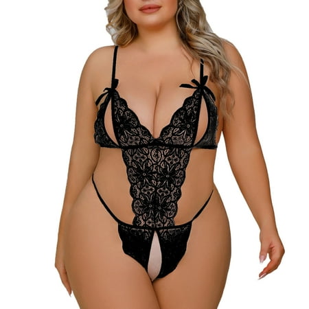 

Lingerie for Women Naughty Bodysuit Lingerie Pajama Set Solid Black Xxxl