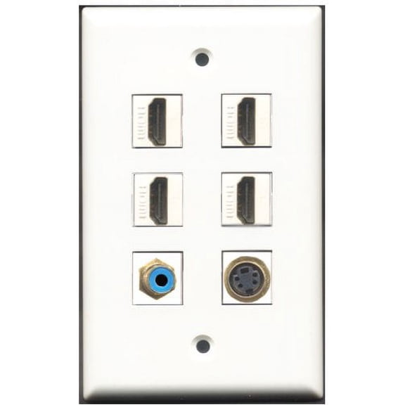 RiteAV - 4 Port HDMI 1 RCA Blue 1 S-Video Wall Plate
