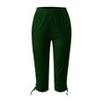 thumbnail image 4 of Womens Relaxed Fit Pants by Generic Summer Casual Drawstring Solid Cropped Cargo Pants, Black, Size XL, 4 of 5