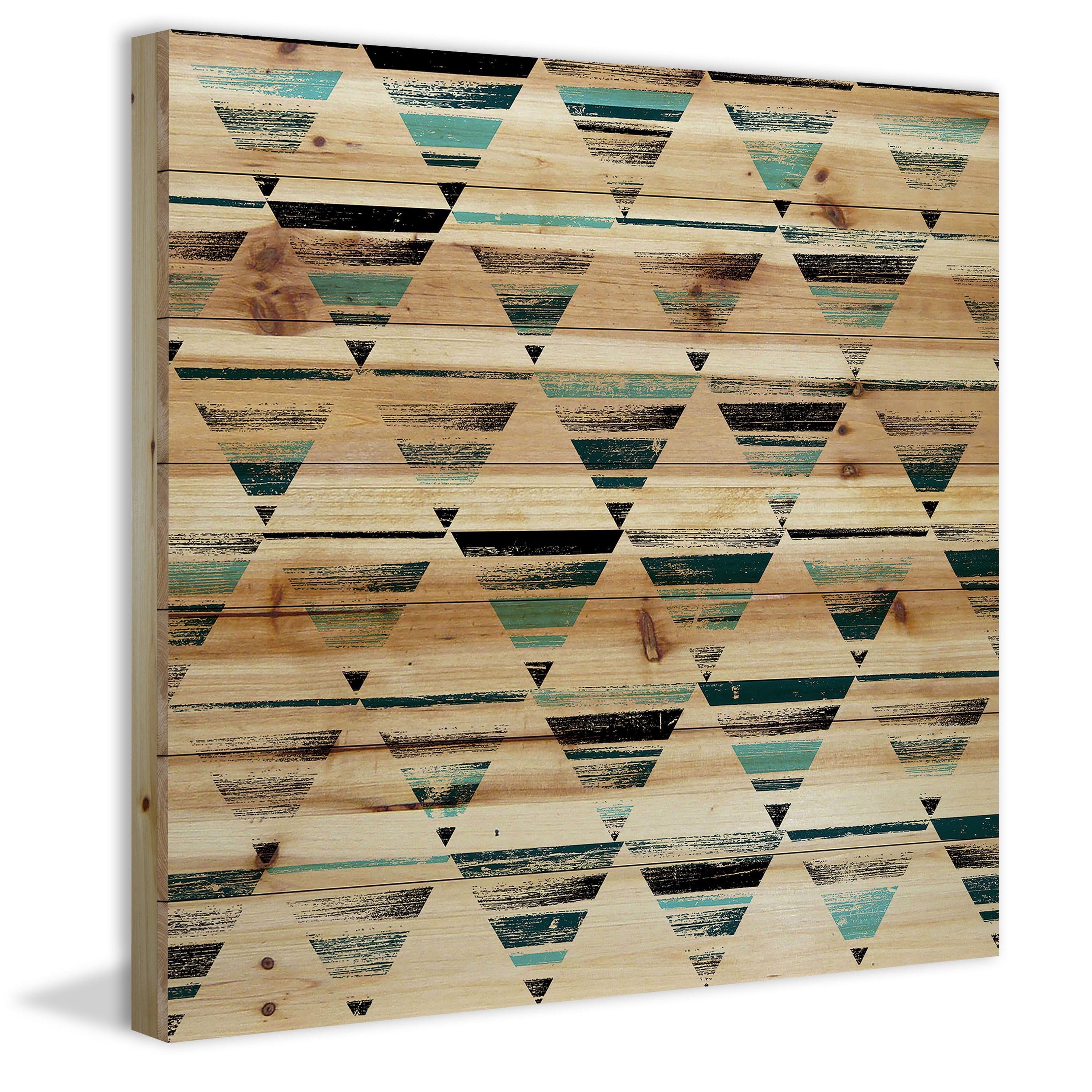 Marmont Hill - "Shaded Triangles" Painting Print on Natural Pine Wood