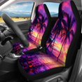 thumbnail image 3 of Pzuqiu Automotive Seat Covers Full Set Easy to Install Polyester Fabric, Compatible with Front Seat SUV Seats, for Trucks Sedans, Palm Tree Sunset, 3 of 10
