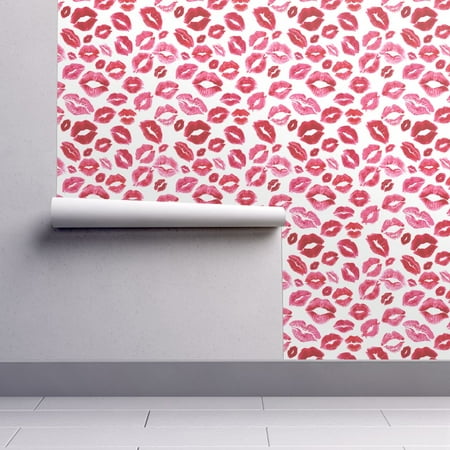 Beauty Wallpaper - Wallpaper Roll or Sample: Love Valentine Beauty Lipstick Kisses Xoxo Lips