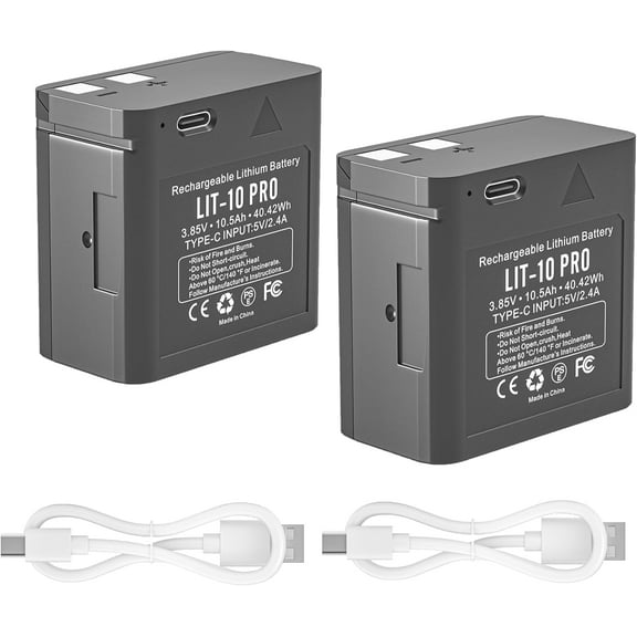 2 pack 10500mAh Replacement LIT 10 Pro Rechargeable Battery for SPYPIONT Cellular Trail Camera LINK-MICRO, CELL-LINK, LM2, LINK-MICRO-S-LTE, FLEX M Hunting Camera Battery【Include Type-C Cable】