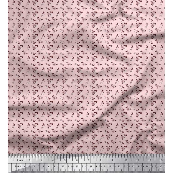 Soimoi Cotton Duck Fabric Leaves & Floral Shirting Print Fabric by Yard 42 Inch Wide