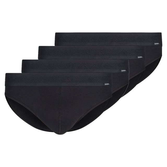 SKINY Calzoncillos brasileños para hombre, paquete de 4 - Algodón Retro, Calzoncillos, Costilla fina, Algodón Negro M (Medium)