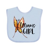 Inktastic Illinois Girl- Butterfly Girls Baby Bib