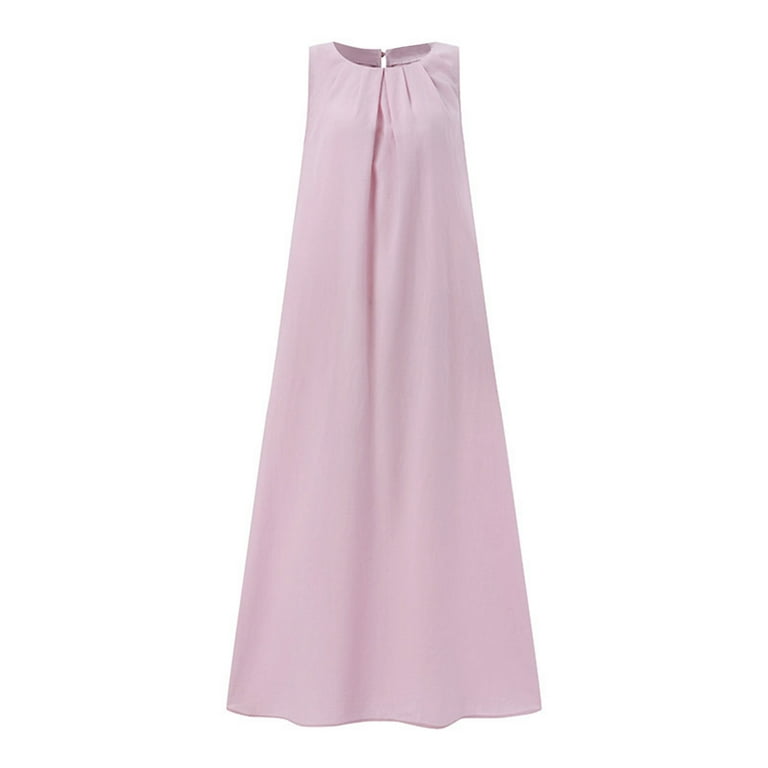 Cotton Linen Dresses for Women Women S Summer Casual Solid Color