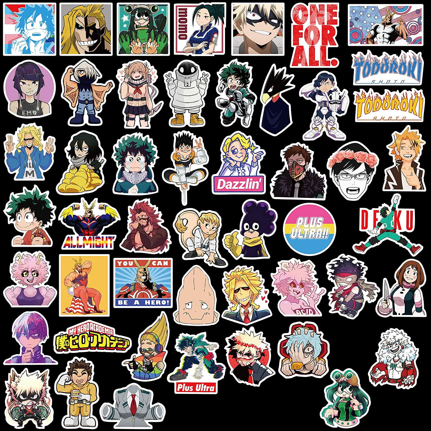 50 Autocollants Imperméables Midoriya Izuku (My Hero Academia) - 4-6 Cm - Pour Ordinateur, Bouteille, Valise - Cadeau Anime