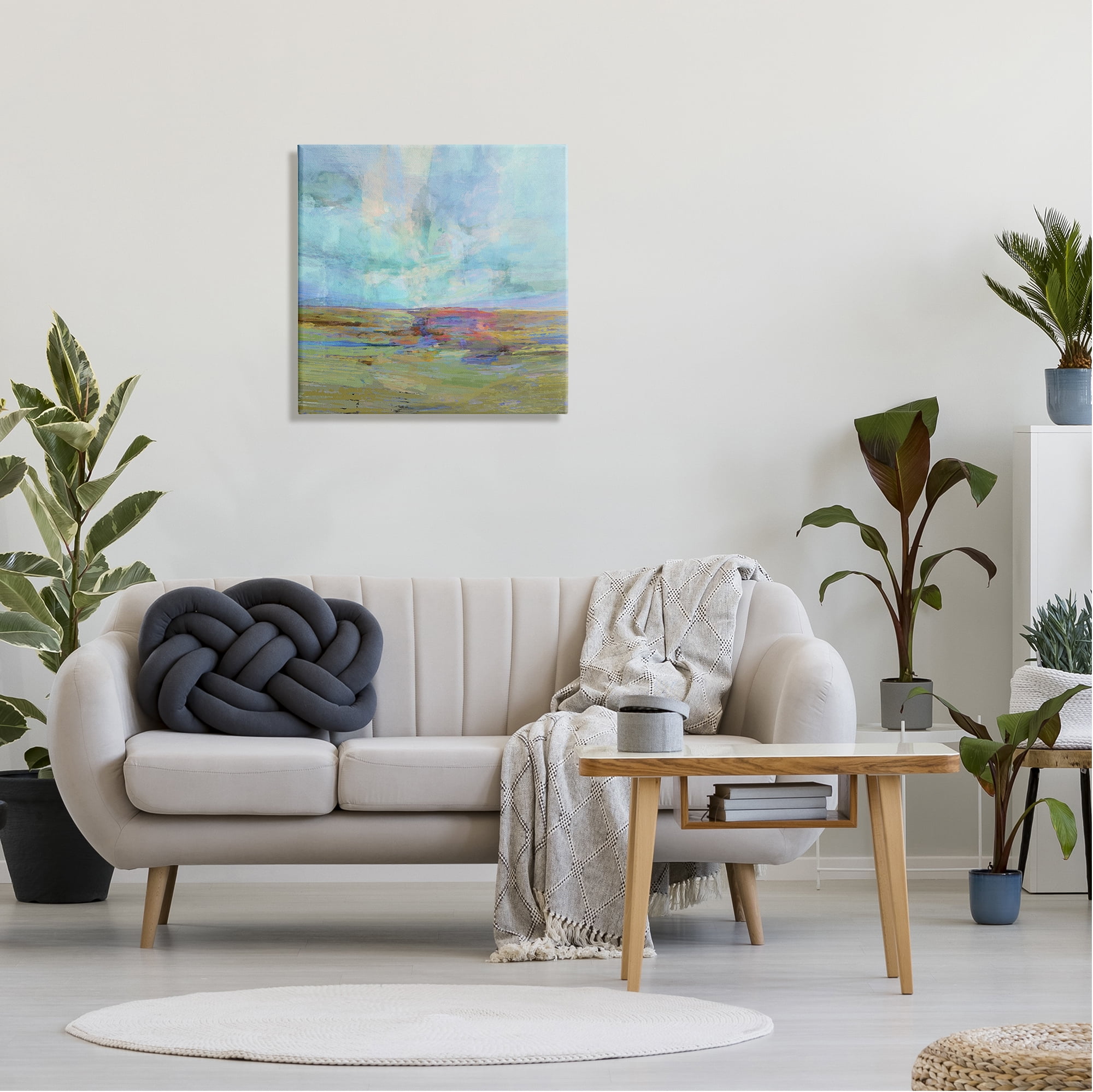 Stupell Industries Layered Abstract Grassland Scene Luminous Blue Sky Painting Gallery Wrapped Canvas Print Wall Art, Design by Michael Tienhaara