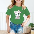 thumbnail image 2 of Girls Shirts Kids Leisure Graphic Round Neck Short Sleeve Tee Summer Casual Girls Tops Green 7 Years-8 Years, 2 of 5