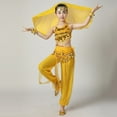 thumbnail image 3 of Eltusu Girls Belly Dance Sets, Performance Elastic Waist Sleeveless Shows Kids Dancewear Sets Yellow Size 11-13 T, 3 of 6