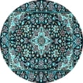 thumbnail image 1 of Ahgly Company Indoor Round Medallion Light Blue Traditional Area Rugs, 3' Round, 1 of 4