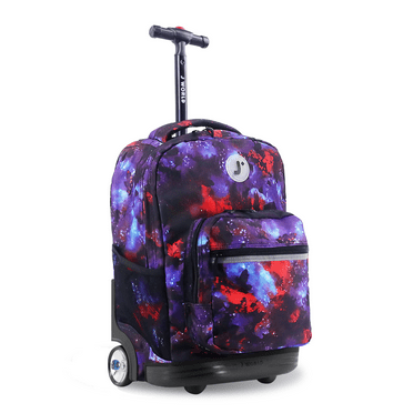J World Boys and Girls Sunrise 18" Rolling Backpack for School and Travel, Galaxy