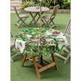thumbnail image 3 of St Patrick's Day Outdoor Tablecloth - 54 Inch Round Dining Table Cover, Lucky Shamrock Tree Gnomes Truck Leaf Green Waterproof Outdoor Table Cloth with Umbrella Hole & Zipper for Picnic/Patio/Party, 3 of 7