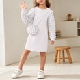 thumbnail image 6 of Auroural Girls Long Sleeve Knit Dress with Matching Mini Crossbody Bag Round Neck Ribbed Casual Outfit, 6 of 9