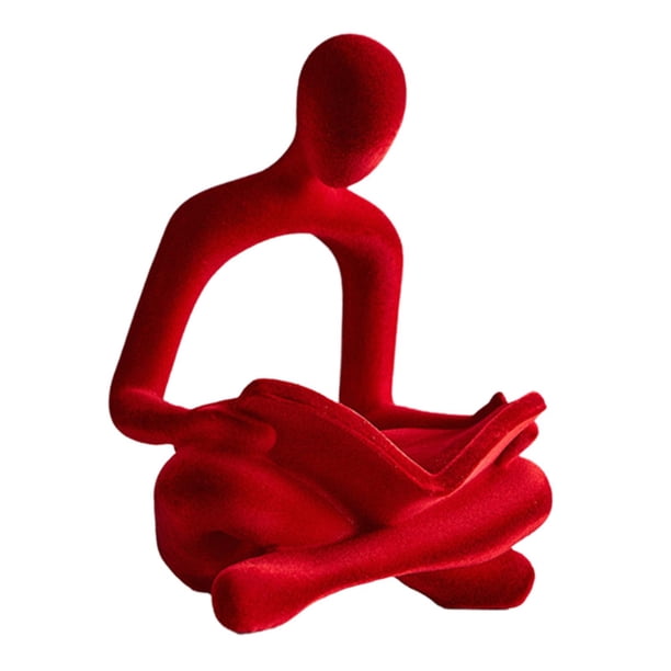 Estatua de pensador abstracto, figura humana, decoración novedosa, adorno decorativo de escritorio Rojo