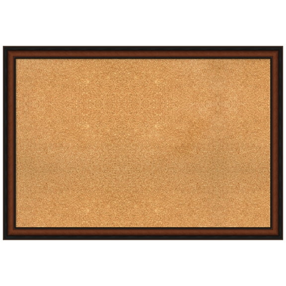 Amanti Art Natural Cork Board Wood Framed Cyprus Walnut Narrow Bulletin Board 39 in. x 27 in.