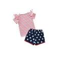 thumbnail image 6 of Douhoow 1-5Years Kid Girls Independence Day Outfits Short Sleeve Stripe T-shirt + Shorts, 6 of 8