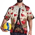 thumbnail image 4 of Eiffel Tower Valentine's Day Men's Short Sleeve Poplin Shirt, Casual Printed Beach Button Down Summer Unisex Shirts, 4 of 6