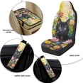 thumbnail image 6 of Xixirimido Car Seat Cover Set of 5 Pieces Front Seat Covers with Matching Seat Belt and Center Console Covers PU Leather Fits Most Vehicles, Black Cat Vibrant Daisy, 6 of 8