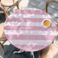 thumbnail image 2 of Pink Striped Round Tablecloth, Fitted Table Cover with Elastic for 36"-44" Round Tables, Farmhouse Vintage Stripes Table Cloth Outdoor Indoor Dinning Party Waterproof Tablecloths, 2 of 7