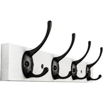 Coat Hooks Wall Mounted, Wooden Hat Rack with 4 Hooks for Entryway, Bathroom,Bedroom(White)