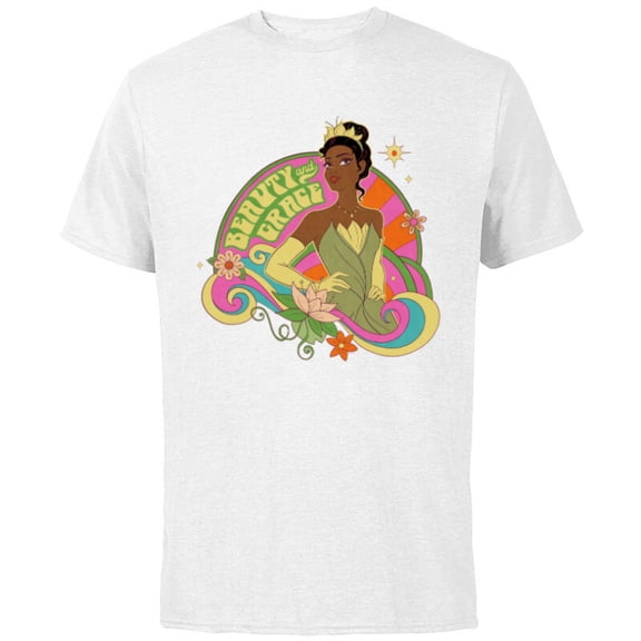 Disney Princess & The Frog Tiana Beauty & Grace - Short Sleeve Cotton T-Shirt for Adults - Customized-White
