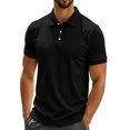 thumbnail image 5 of COSFO Short Sleeve Polo Tshirts Shirts for Men Black Ribbed Knit Casual Shirts Golf Pullover Business Collared Classic Fit Tops, 5 of 5
