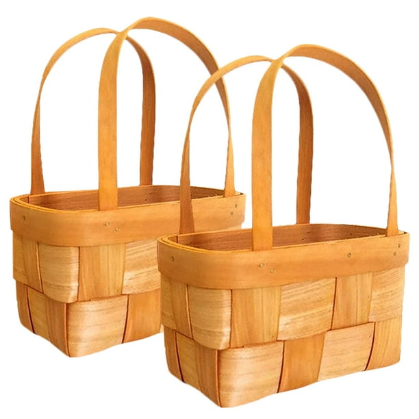 2 cestas tejidas con asa, cesta pequeña para regalo de boda, cesta para dulces, cesta para flores