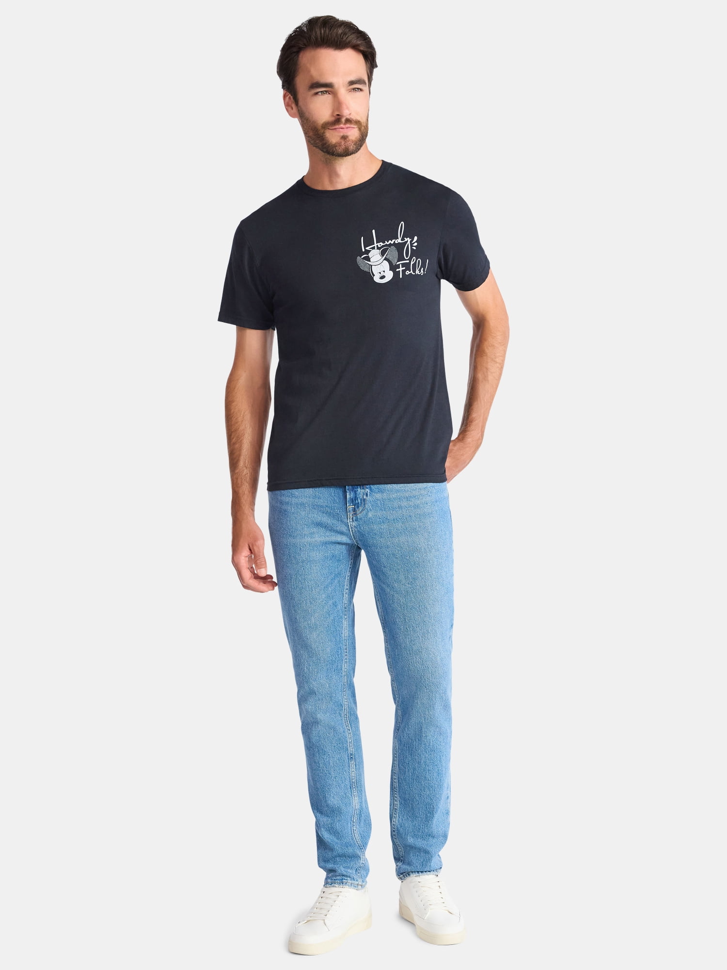Disney Mickey Mouse Howdy Folks Men's and Big Men's Graphic Tee, Sizes S-3XL