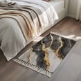 thumbnail image 4 of Area Rug with Tassels 2' x 3', Grey Marble Gold Foil Kitchen Runner Rug for Hallway Bedroom Throw Rugs, Abstract Geometric Stripes Soft Door Mat for Bathroom Entrance Living Room, 4 of 9